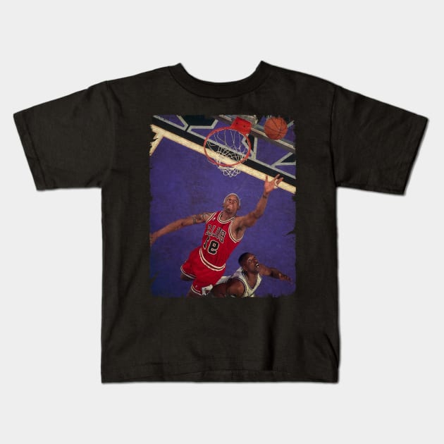 Dennis Rodman - Chicago Bulls vs Sacramento Kings Kids T-Shirt by MJ23STORE